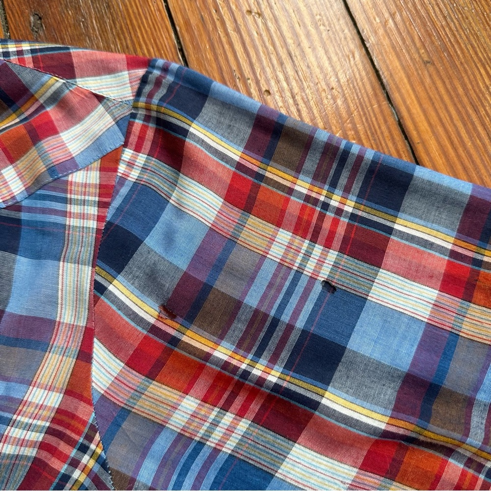Vintage 70s Campus Rugged Country cowboy button up plaid shirt Medium - Picture 9 of 9